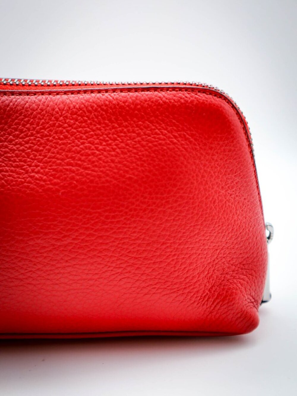 Ralph Lauren Leighton Make-up Cosmetics Bag Toiletries Case Pebbled Leather Red - Picture 6 of 11